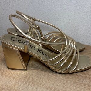 Calvin Klein Metallic Gold Strappy Sandals